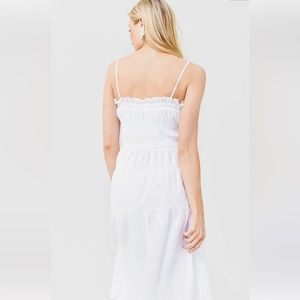 FRAME smocked midi dress white summer size S
